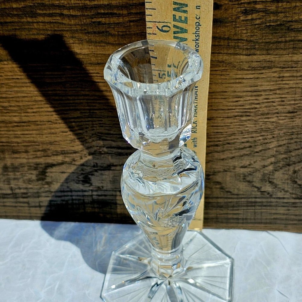 American Cut Crystal Eleanor Candlestick Candleholder stars American Brilliant - Picture 8 of 9